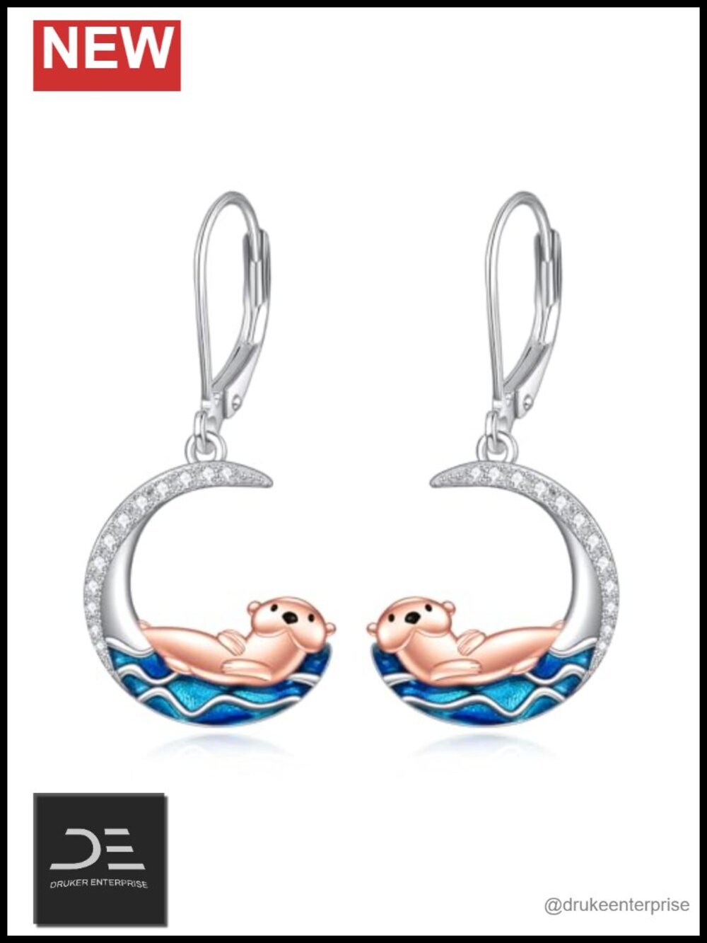 Sterling Silver Dangle Sea Otter Earrings for Women Hypoallergenic Jewelry Gift